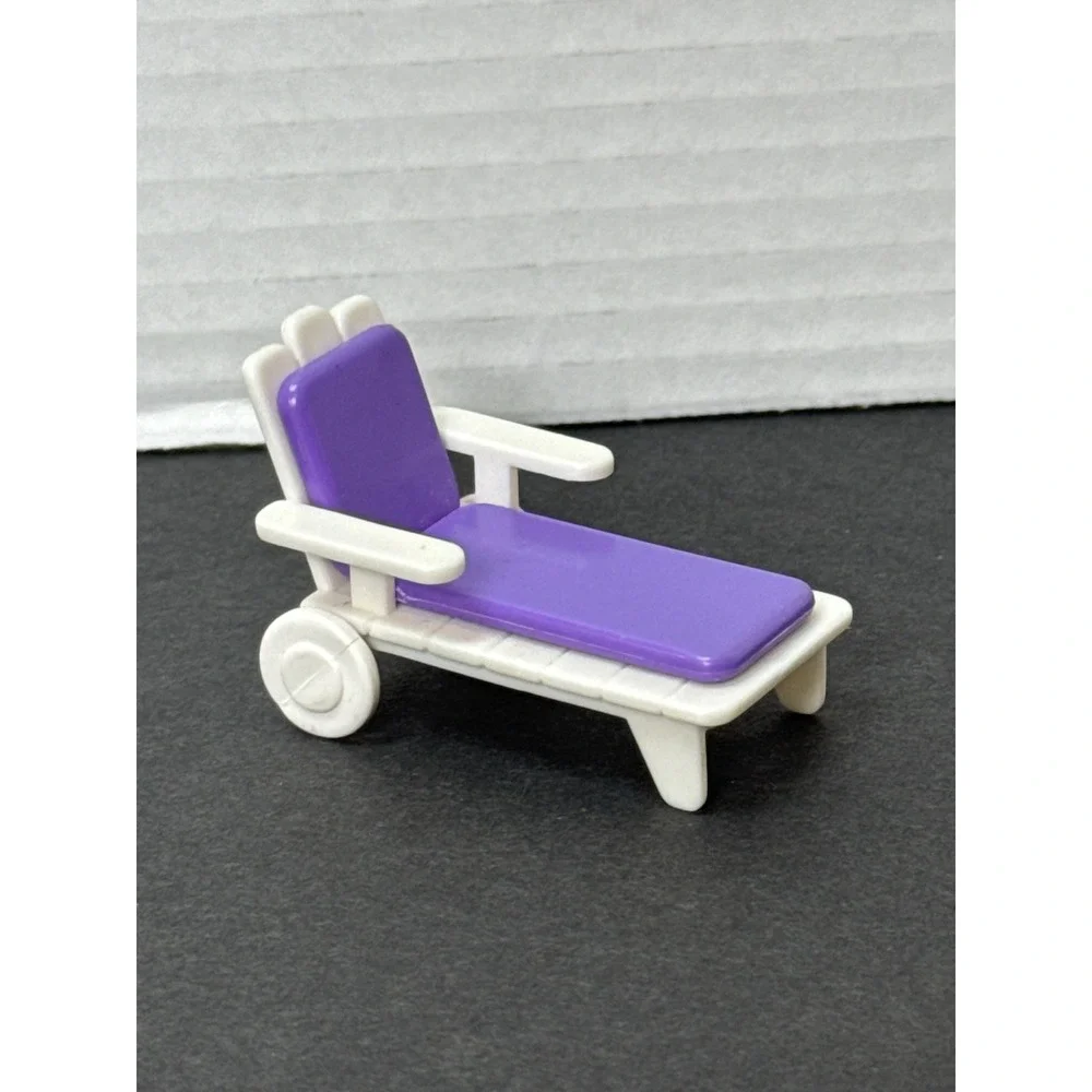 Vintage Fisher Price Sweet Streets Pool Lounge Chair White Purple Miniature